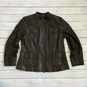 Alfani Genuine Leather Jacket Brown Size Petite M